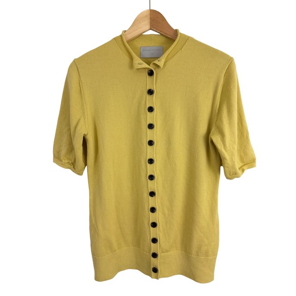 Modern Citizen Sweaters - Modern Citizen Cardigan Women Large Yellow Short Sleeve Merino Wool